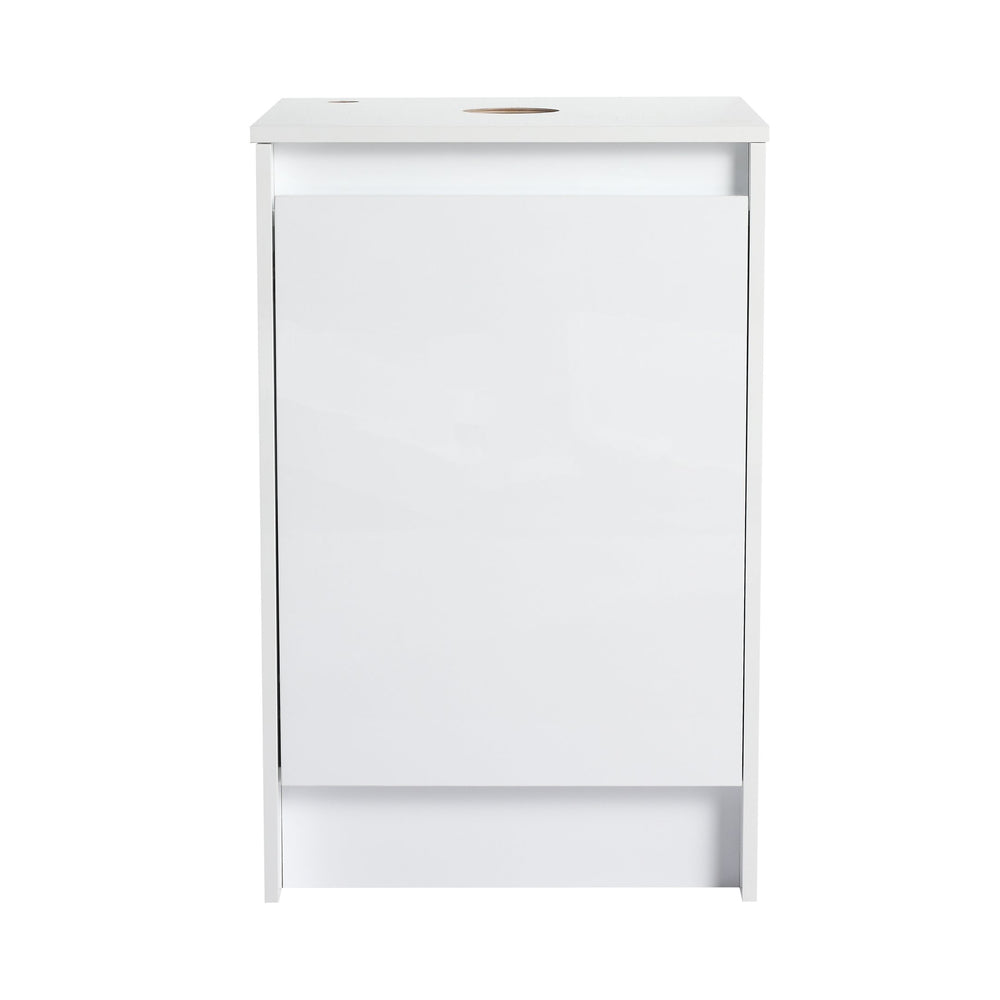 English Elm 20" Freestanding Bathroom Cabinet Glossy White Plywood Vanity with Soft-Close Doors & Top Board, Compact Luxury W999P312110