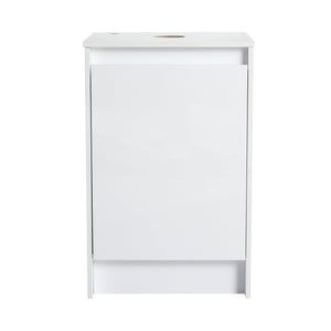 English Elm 20" Freestanding Bathroom Cabinet Glossy White Plywood Vanity with Soft-Close Doors & Top Board, Compact Luxury W999P312110