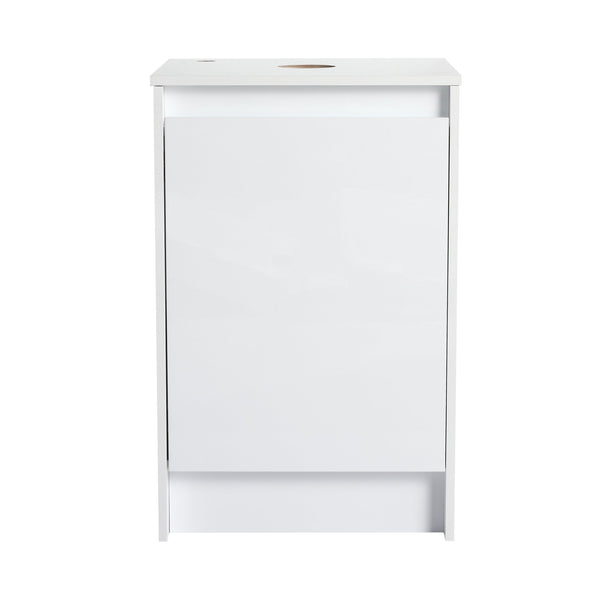 English Elm 20" Freestanding Bathroom Cabinet Glossy White Plywood Vanity with Soft-Close Doors & Top Board, Compact Luxury W999P312110