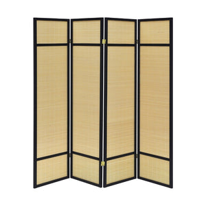 English Elm 4-panel Woven Bamboo Folding Screen with Pine Frame for Home Office or Living Room B016P473623