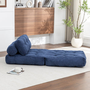 English Elm Folding Floor Sofa Bed Convertible Sleeper Chair with Shredded Foam Corded Fabric Dark Blue W2200P442795