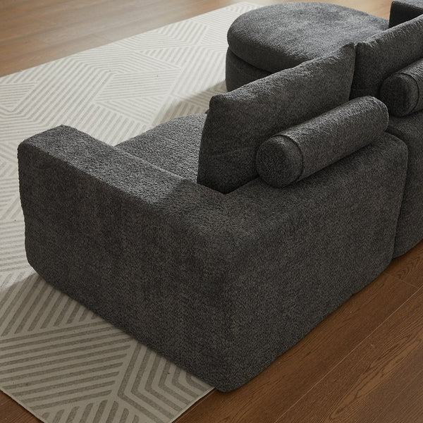 English Elm 99-Inch Chenille Cloud Curved Sectional Sofa With Reversible Chaise For Stylish Living Spaces W834S00477