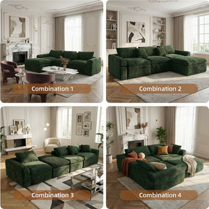 English Elm 108-inch Corduroy Sectional Sofa with Cloud Cushions for Relaxed Living Room Lounging W5105S00003
