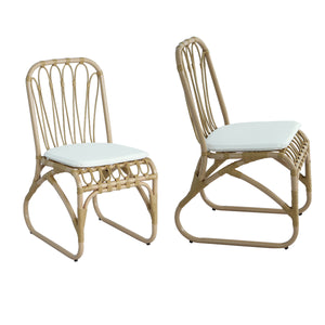 English Elm Christopher Knight Home® - Outdoor Hand-Woven PE Rattan Patio Dining Chairs Set of 2 with Iron Frame 400lb Capacity, No Assembly Required Natural,Yellow N762P236169N