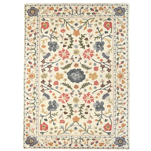 Capel Rugs Avanti-provencal Colorful Mosaic Design Rug – Luxurious 100% Wool With Hand-worked Accents Ivory Multi, White 100% Wool 2578rs09001200675