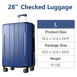 English Elm Hardshell Abs Checked Suitcase with 360 Spinner Wheels Expandable Tsa Lock 28 Inch Blue N730P296747C