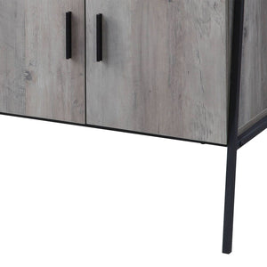 English Elm 52-Inch TV Stand Gray Oak & Black - Trapezoid Metal Frame, 2 Cabinets + Open Shelf for Media B016P317150
