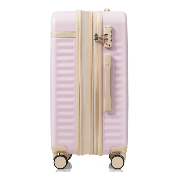 English Elm Luggage 3 Piece Abs Hard Shell Set with Usb Port Front Access and Spinner Wheels Pink N726P307555P
