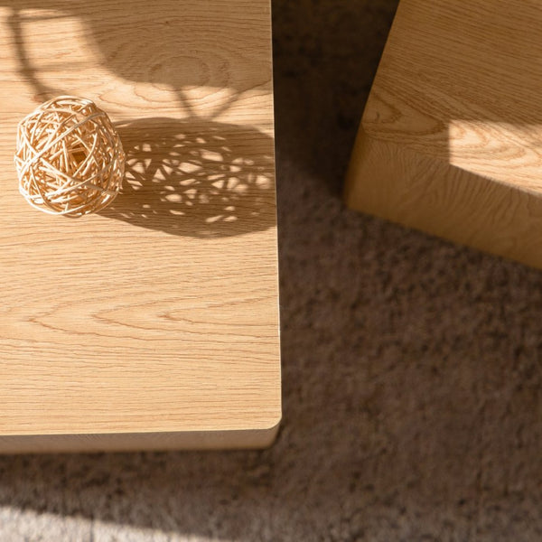 English Elm Set of 2 Cube Nesting Tables Mdf Wood Grain Finish Compact Modern Living Room Accent W3158P395510