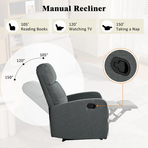 English Elm Christopher Knight Home® - Modern Recliner Plush Manual Recliner Chair with Ergonomic Support, 3-Position Backrest, Durable Fabric Comfort Charcoal N763P256491E
