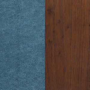 English Elm 1pc Mid-century Modern Accent Armchair with Curved Wood Frame, Soft Upholstery, Splayed Legs for Cozy Spaces Blue,Cappuccino 32 L x 31 W x 18.25 H B011P308536