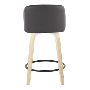 English Elm Toriano 24" Modern Fixed-Height Counter Stool Set Of 2 With Swivel Seat & Natural Wood Legs B202S00125-GIGA