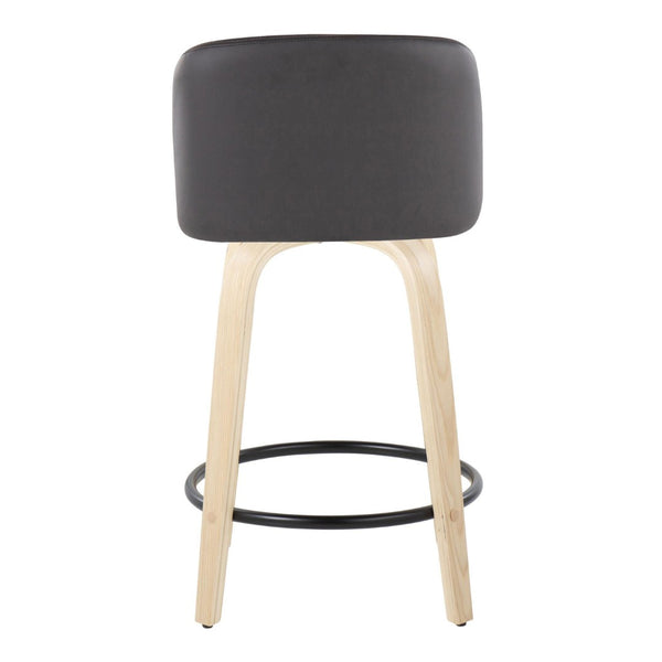 English Elm Toriano 24" Modern Fixed-Height Counter Stool Set Of 2 With Swivel Seat & Natural Wood Legs B202S00125-GIGA