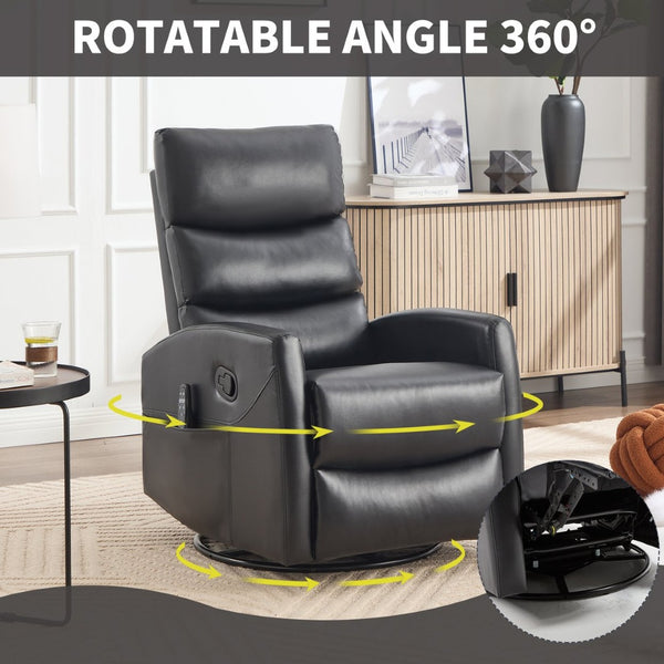 English Elm Heat Massage Rocker Swivel Recliner with 8 Vibrating Nodes Fabric Living Room Chair W3224P321856