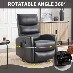 English Elm Heat Massage Rocker Recliner with 360 Swivel Fabric Upholstery for Living Room Comfort Black W3224P505201
