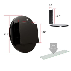 English Elm 23.6 Inch Round Matte Metal Medicine Cabinet with Mirrored Door and Adjustable Shelves Black W1435P312263