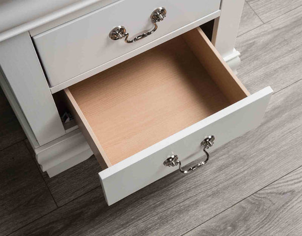 English Elm Light Gray Contemporary Nightstand Solid Rubberwood Dovetail Drawer Bedroom Storage White B2741P433360
