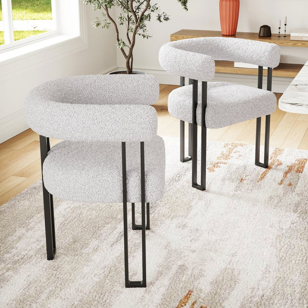 English Elm Counter Height Stools Set of 2 Mid-century Metal Legs Ergonomic Kitchen Island Seating Light Gray T3623P431988