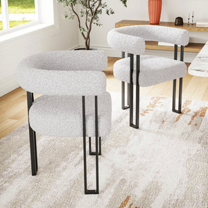 English Elm Counter Height Stools Set of 2 Mid-century Metal Legs Ergonomic Kitchen Island Seating Light Gray T3623P431988