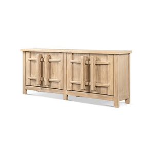 English Elm Rowan Solid Reclaimed Pine Four Door Sideboard Wide Storage Cabinet for Dining Rooms B2719P474456