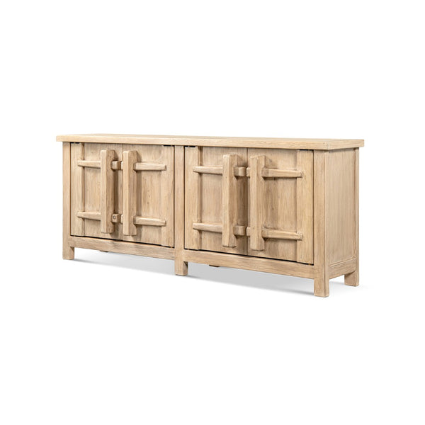 English Elm Rowan Solid Reclaimed Pine Four Door Sideboard Wide Storage Cabinet for Dining Rooms B2719P474456
