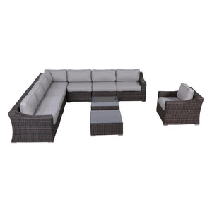 English Elm Fully Assembled 7-Piece Wicker Patio Seating Set With Plush Cushions For Stylish Outdoor Comfort B120S00141