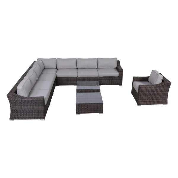English Elm Fully Assembled 7-Piece Wicker Patio Seating Set With Plush Cushions For Stylish Outdoor Comfort B120S00141
