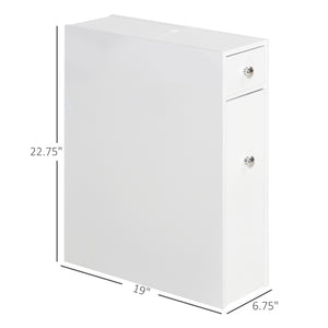 English Elm HOMCOM Slim Wooden Bathroom Storage Cabinet White – Narrow MDF Organizer with 4 Hidden Drawers, 45lb Capacity W2225P173989