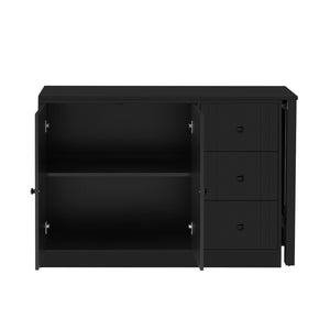 English Elm U_style Extendable Wooden Sideboard with 3 Drawers and 2 Doors for Entryway Living Room N711P334768B