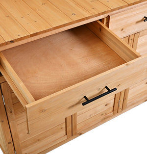 English Elm (assembly Video) Topmax Solid Fir Outdoor Potting Bench Grill Cart with Hutch Storage Natural Wood N717P404333A