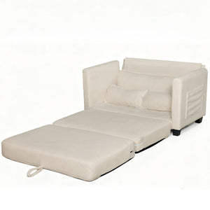 English Elm 2-in-1 Corduroy Loveseat Sleeper with Storage Converts for Living Room or Studio Beige W2715P409857