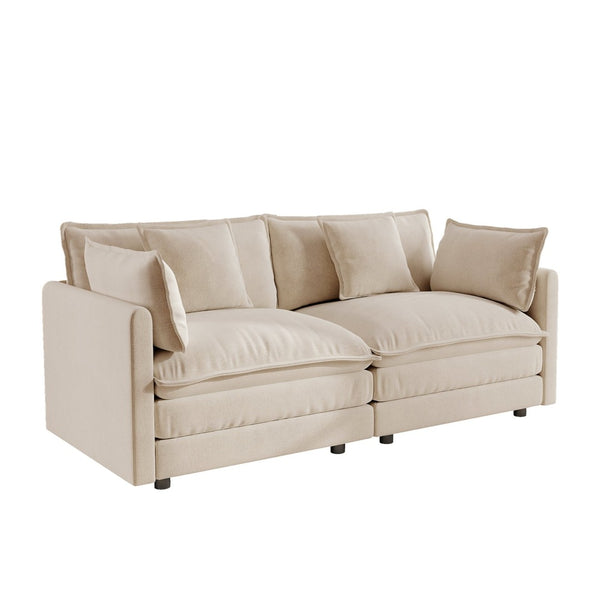 English Elm Modern Chenille Two Seat Loveseat with Deep Cushions Pillows and Solid Wood Frame W714S00893