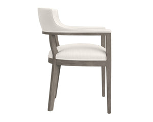 Sunpan BRYLEA Dining Armchair - Mid-Century Modern, Ash Grey Frame & Linoso Ivory Upholstery Comfort 110520