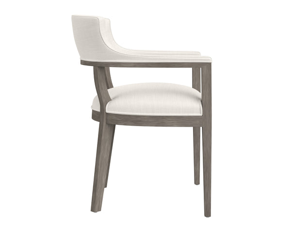Sunpan Brylea Dining Armchair - Stylish Leather Accent Chair for Dining Room or Living Space Comfort Ash Grey / Linoso Ivory