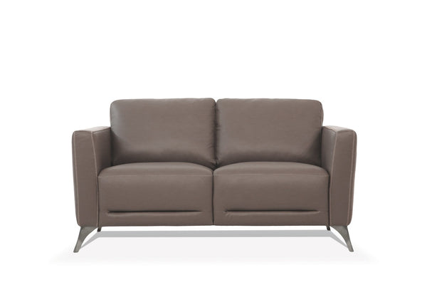 English Elm Malaga Italian Genuine Leather Loveseat with Track Arms and Chrome Legs for Modern Living B2726P496928