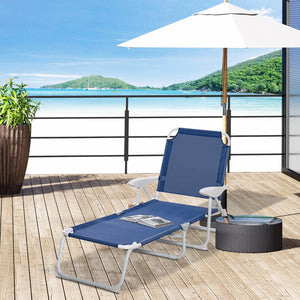 English Elm Outsunny Folding Chaise Lounge Chair - Adjustable 4-Position, Lightweight Metal Frame For Beach & Patio W2225P200778-GIGA