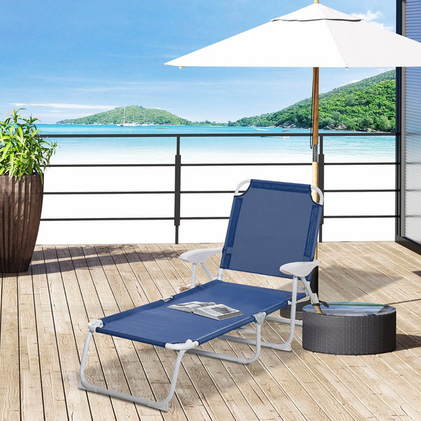 English Elm Outsunny Folding Chaise Lounge Chair - Adjustable 4-Position, Lightweight Metal Frame For Beach & Patio W2225P200778-GIGA