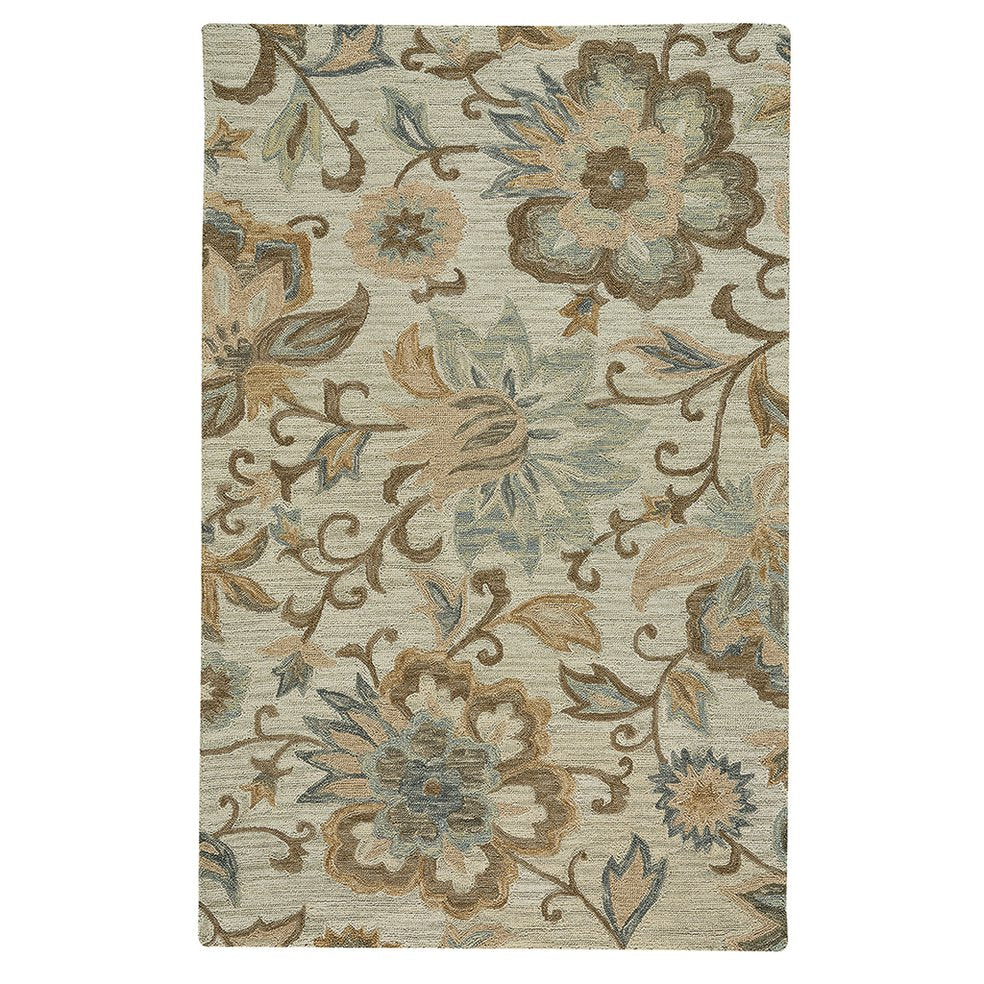 Capel Rugs Peyton Plush Loop Yarn Collection - Timeless Designs For Lasting Comfort In Your Home Décor Floral Multi, Tan 100% Wool 2580rs03060506670