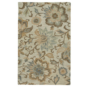 Capel Rugs Peyton Plush Loop Yarn Collection - Timeless Designs For Lasting Comfort In Your Home Décor Floral Multi, Tan 100% Wool 2580rs03060506670