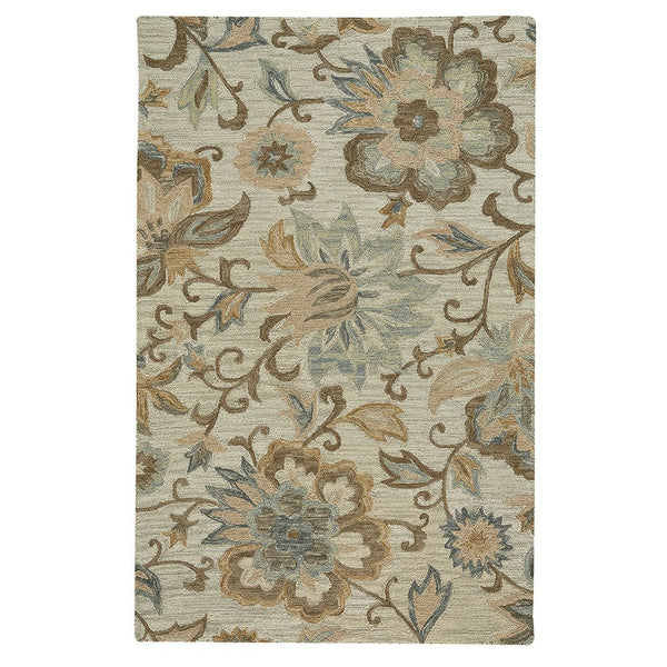 Capel Rugs Peyton Plush Loop Yarn Collection - Timeless Designs For Lasting Comfort In Your Home Décor Floral Multi, Tan 100% Wool 2580rs03060506670