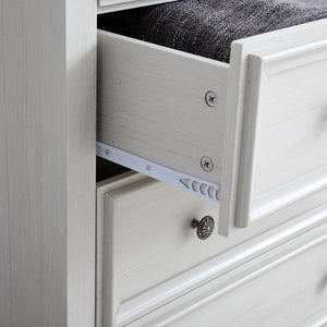 English Elm Modern 5-Drawer Dresser Tall Chest with Smooth-Glide Drawers, Metal Handles, Stable Feet, Beige Finish W2275P233488