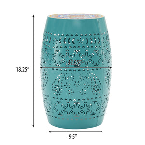 English Elm Christopher Knight Home® - Ruby 12" Teal Mosaic Side Table - Handcrafted Ceramic & Iron Base For Indoor/Outdoor Charm N770P182376T