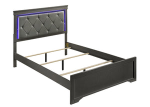 English Elm Blaze Modern 4-Piece King Bedroom Set With Led Headboard, Textured Gray Finish & Ample Storage B009S01495