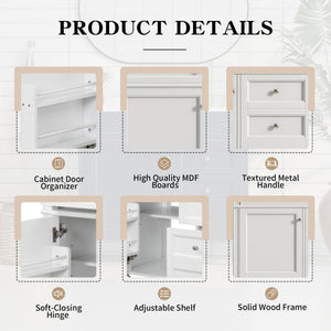 English Elm 36'' Modern Bathroom Vanity With Storage, Elegant Resin Sink, 2 Drawers & Tip-Out Drawer Design N710S136004K