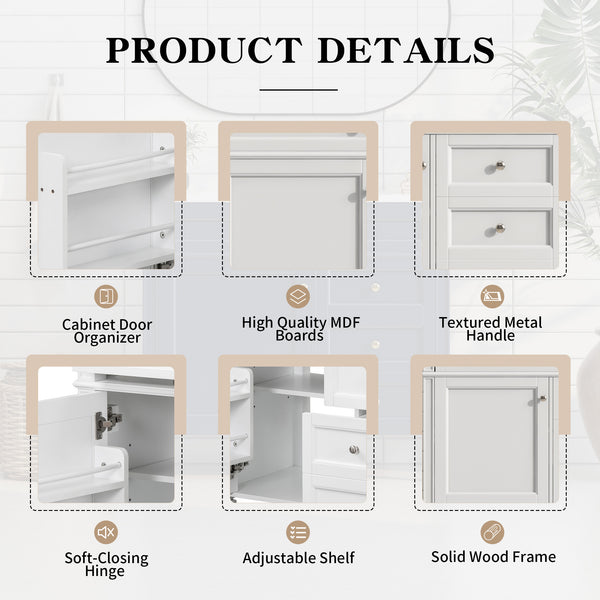 English Elm 36'' Modern Bathroom Vanity With Storage, Elegant Resin Sink, 2 Drawers & Tip-Out Drawer Design N710S136004K
