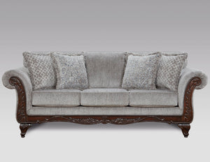 English Elm Hernen Carved Wood Frame Sofa