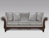 English Elm Hernen Carved Wood Frame Sofa