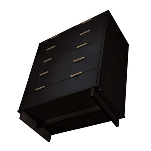 English Elm Granville 38" Black Chest - 5-Drawer Storage With Glam Hardware, Contemporary Design & Solid Wood B365S00081
