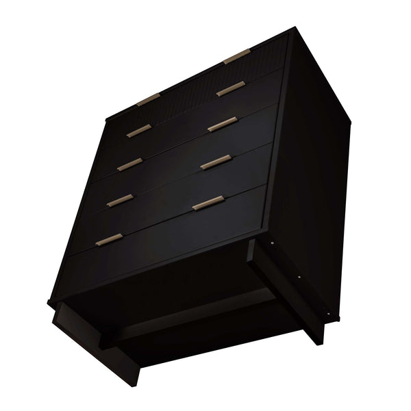 English Elm Granville 38" Black Chest - 5-Drawer Storage With Glam Hardware, Contemporary Design & Solid Wood B365S00081