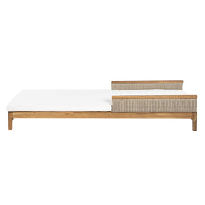 English Elm Solid Acacia Wood Outdoor Chaise Lounger Wicker Armrests Four Position Poolside N762P392954A